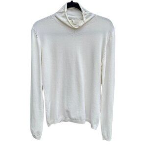 Hot In Hollywood Vintage White Knit Turtleneck Sweater Minimalist Stretch Womens